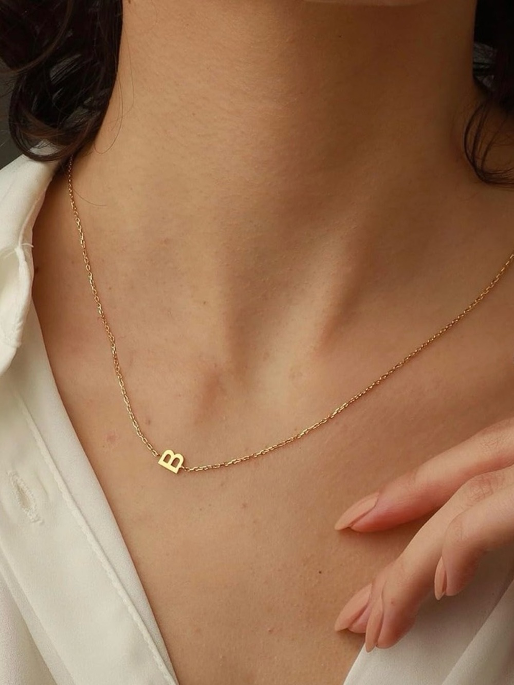 Delicate Gold Initial 'B' Necklace - Women's Jewelry